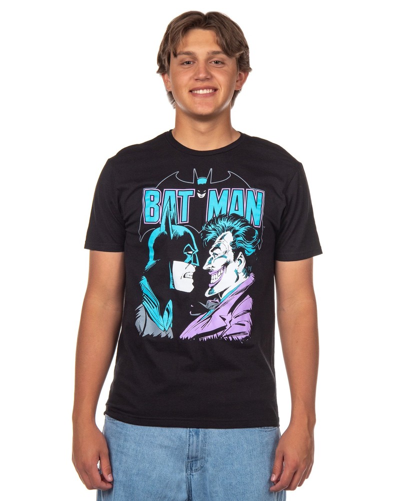 DC Comics Batman Shirt Mens The Joker Adult Short Sleeve Graphic Tee (L)