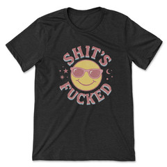 Funny Smiley Face T Shirt Sarcastic Graphic Tee Retro Aesthetic Top Adult Humor