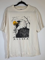 Vintage 90s Anvil eagle Alaska graphic single stitch cream tshirt XL gorpcore
