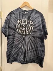 Keep Austin Weird XL Black Gray Tie-Dye Graphic Crew Neck Short Sleeve T-Shirt