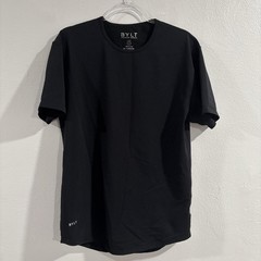 BYLT Shirt Mens L Black Drop Cut Lux Premium Basics Crew Neck Stretch Tagless