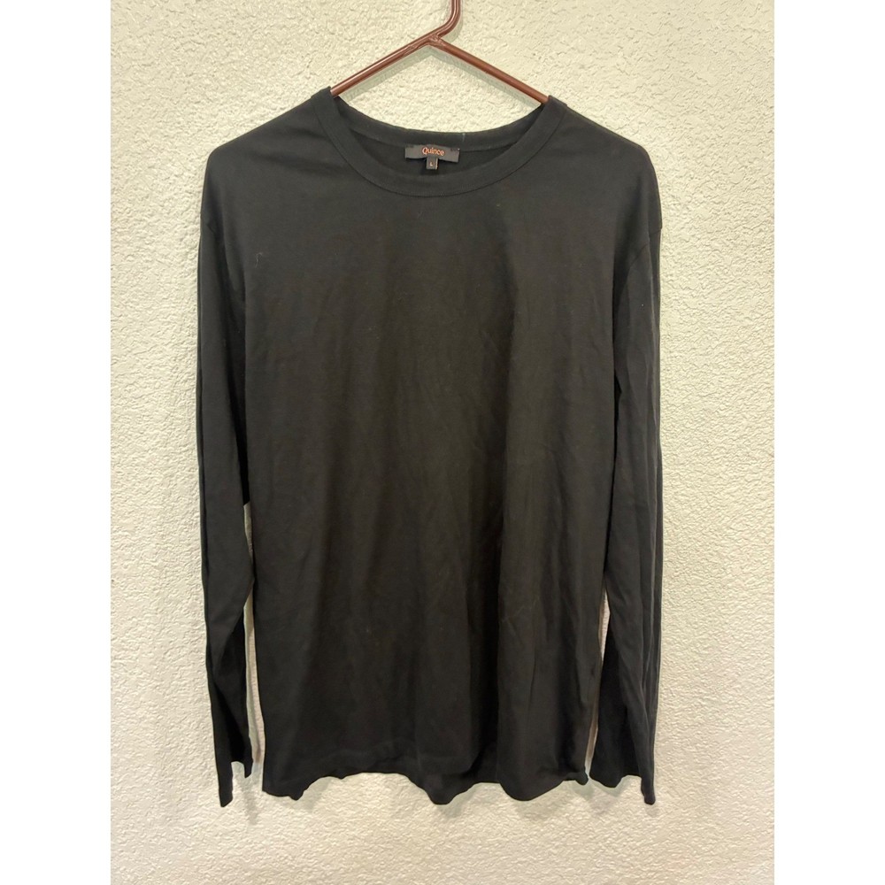 Quince Crew Neck Men’s Black Long Sleeve Solid T-Shirt Size L