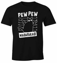 Men’s Pew Pew Madafakas T-Shirt! Funny Cat Crazy Cat Gun Fun Shirt