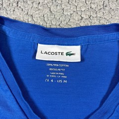 Lacoste Mens Pima Cotton V-Neck T-Shirt Blue Regular Fit Logo FA10614 Size 4 M