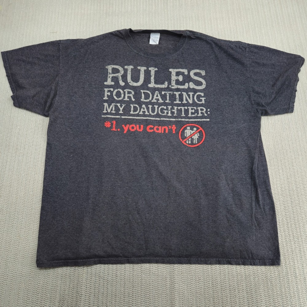 Dad Shirt Mens 2XL XXL Gray Rules for Dating My Daughter Graphic Funny Novelty