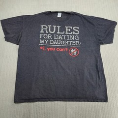Dad Shirt Mens 2XL XXL Gray Rules for Dating My Daughter Graphic Funny Novelty