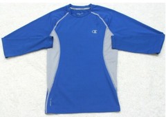Champion Power Flex Blue Tee T-Shirt Top Long Sleeve Small Poly Spandex AP114