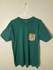 Blade + Blue T Shirt Mens Large Green Pocket Tee Made In USA Cotton Poly Casual