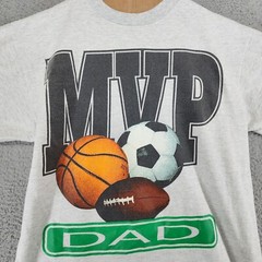 Vintage MVP Dad Sports Shirt Large Gray Short Sleeve Checkered Flag Sports