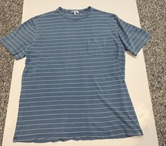 Peter Millar Blue & White Striped Short Sleeve Pocket Tee Size large soft