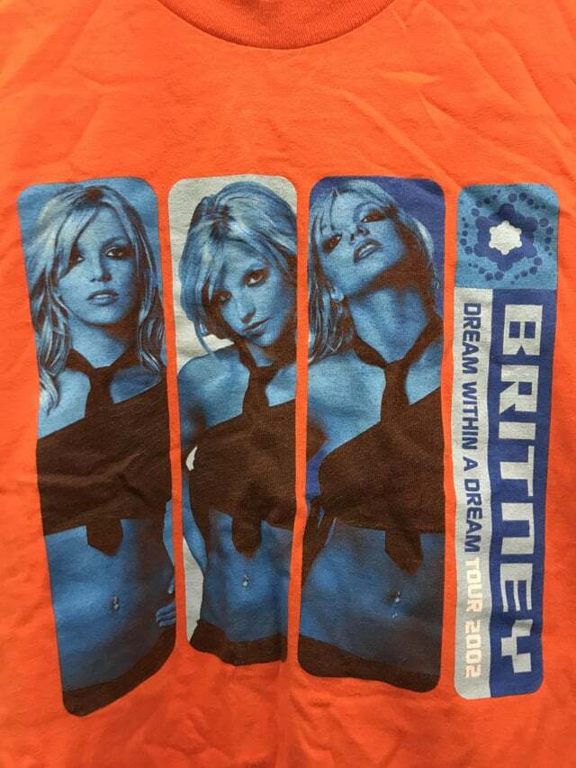 2002 Britney Spears dream inside a dream tour Orange T shirt Basic NH20454