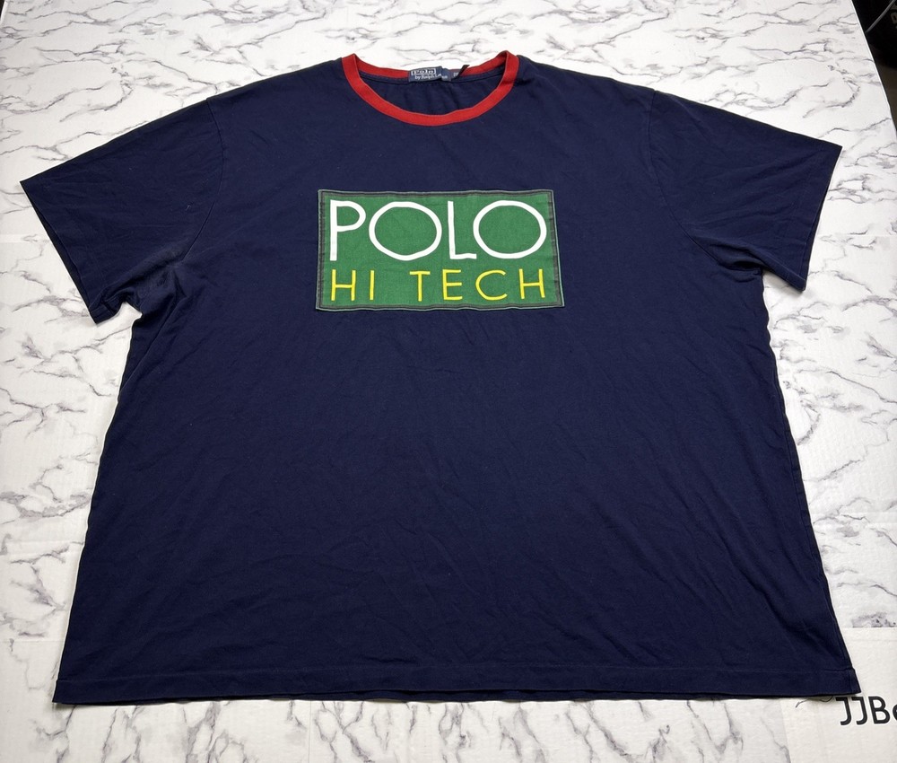 Polo Hi Tech Shirt Mens Ralph Lauren 2XB Big & Tall Blue Green Spell Out T-Shirt