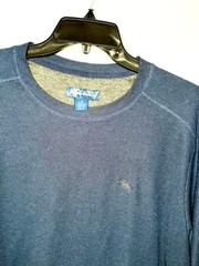 Tommy Bahama Long Sleeve Shirt Mens Large Blue Waffle Knit Pullover