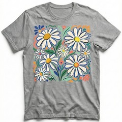 Retro Floral Daisy T-Shirt Colorful Botanical Wildflower Nature Spring Tee