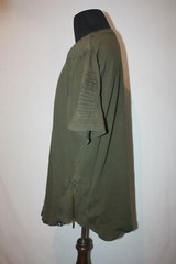 Makobi MK Sz L Fashion T-Shirt Olive Green Zippers Pleated Short Sleeves