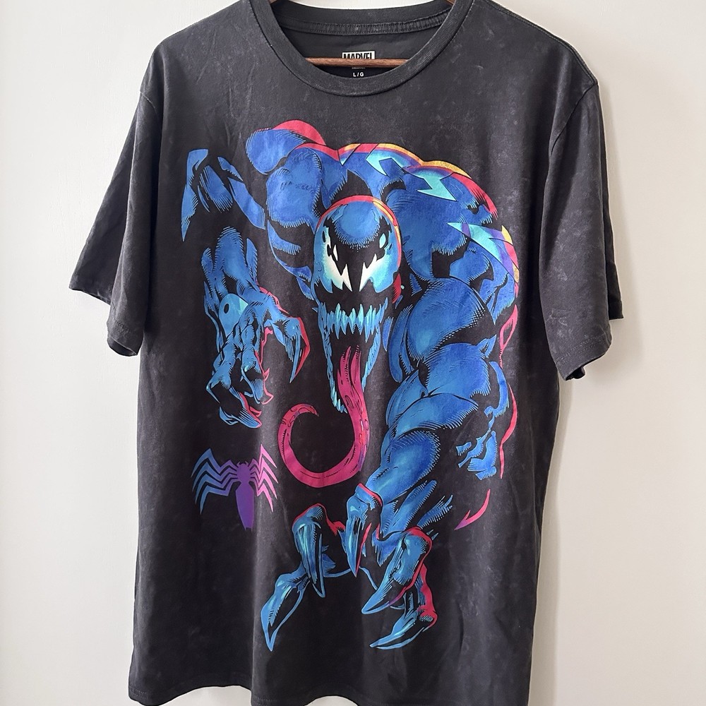 RARE Blue Logo Marvel Venom Neon Graphic T-Shirt – Mad Engine Mineral Wash L
