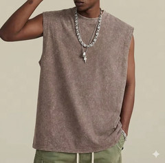 Mens Tank Top Muscle Shirt Sleeveless T-Shirt Vintage Acid Wash No Print Mix
