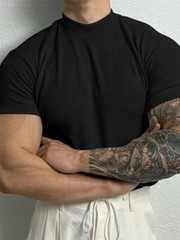 Camiseta De Manga Corta Con Cuello De Pico Para Hombre Moda Ajustada Casual Lujo