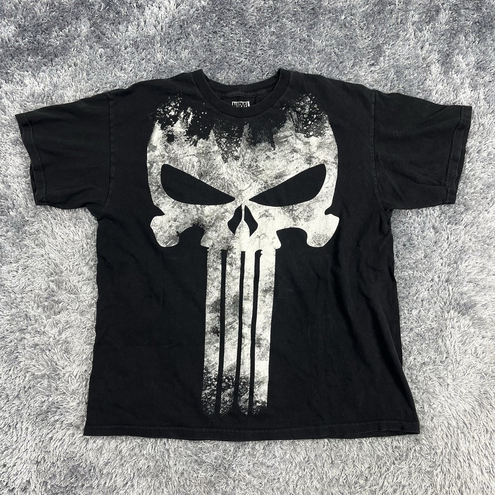Marvel Shirt Adult Extra Large Black The Punisher Skull Grunge Movie Mens XL