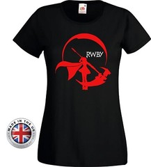 RWBY Anime Inspired Ruby RED black T Shirt.Unisex, Women’s Fitted printed tshirt