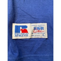 Vintage Russell Athletic Made In USA High Cotton Solid Royal T Shirt Size Large