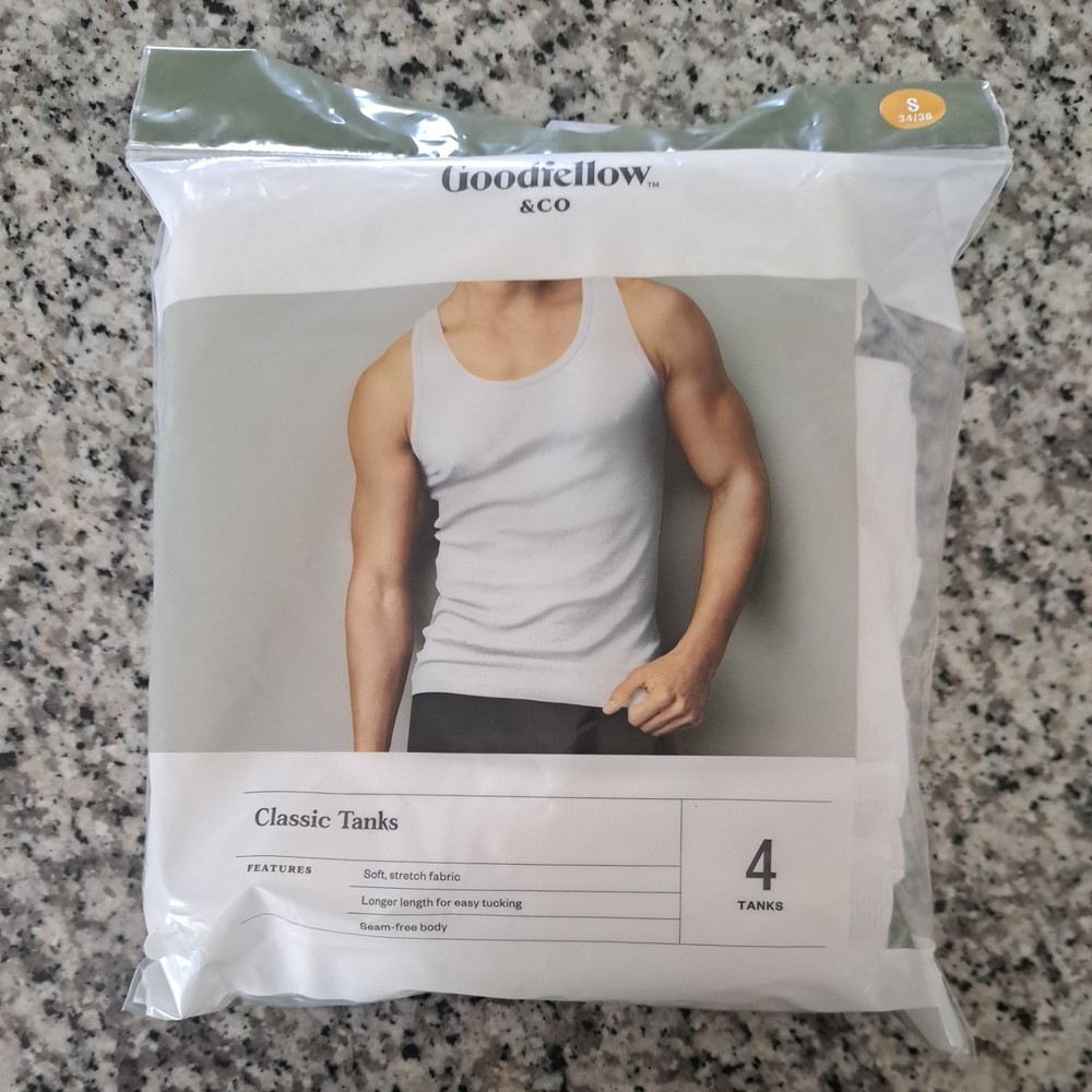 Goodfellow & Co Men’s 4pk Ribbed Tank Top – (Small, White)
