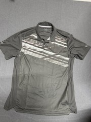 Oakley Mens L Gray White Geometric Polo Shirt Synthetic
