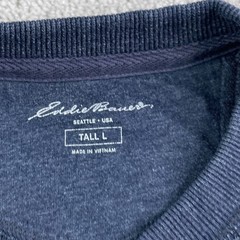 Eddie Bauer Shirt Mens Large Tall Blue Henley Waffle Knit Long Sleeve Thermal