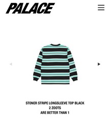 PALACE WINTER 2022 STONER STRIPE LONGSLEEVE TOP BLACK