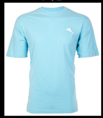 $45 TOMMY BAHAMA Sky Blue ANGLER MANAGEMENT Relaxed Fit Short Sleeve T-shirt NWT