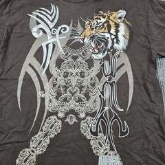 Animal Planet Shirt Mens XL Brown Tiger Tribal Graphic T-Shirt Tee Alstyle Y2K