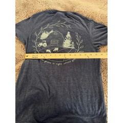 John Deere Mens Graphic T-Shirt Blue Small Farm Tractor Barn Scene Delta Tee