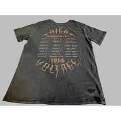 AC/DC Graphic T-Shirt Mens Large Gray High Voltage 1976 European Tour Band Tee