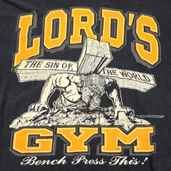 VINTAGE LORD’S GYM T-SHIRT Sz XL SINGLE STITCH DOUBLE SIDED 90s CHRIST JESUS USA