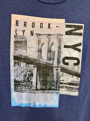 Aéropostale Men’s T-Shirt Blue L NYC Brooklyn Graphic Print Crew Neck Short