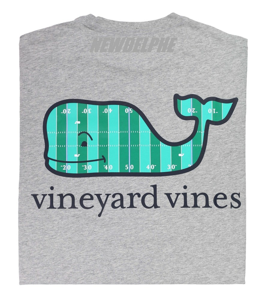 NWT Vineyard Vines Men SS Pocket Crew Tee T-Shirt “FOOTBALL FIELD WHALE EDITION”
