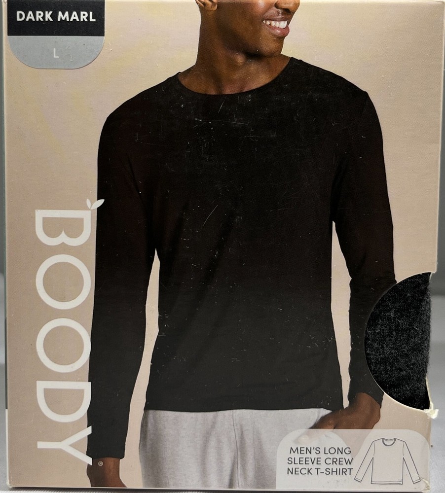 Boody Men’s Long Sleeve Crew Neck T-Shirt – Color: Dark Marl – Size: Large