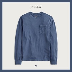 NEW J. CREW Men’s Navy Slim Long-Sleeve Vintage-Wash Cotton Pocket T-Shirt Sz M