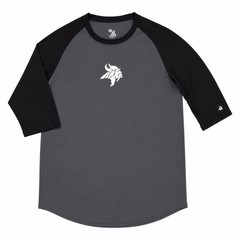 Badger Sport Minnesota Vikings 3/4 Sleeve Shirt Mens Medium Gray Black Tee