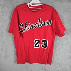 Chinatown Market Mens Red Graphic T-Shirt Script Logo 23 Basketball Large USA