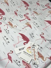 Men’s T-Shirt Free Planet Small Fun Flamingo Prints White Short Sleeve Stretch