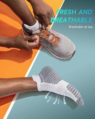 Mens & Womens Socks, 6 Pairs Anti-Blister Cushioned Runing Cotton Socks, Brea…