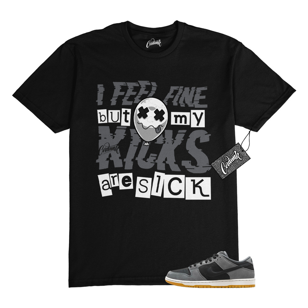 SB Dunk Dark Smoke Grey Black Low White T Shirt to Match SICK