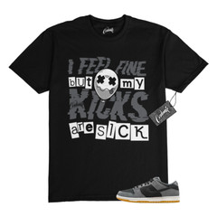 SB Dunk Dark Smoke Grey Black Low White T Shirt to Match SICK
