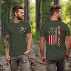 Trump 2024 MAGA 45 47 Missed Me Never Surrender Legend Flag PA Shooting T-Shirt