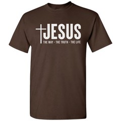 Jesus Christ Cross The Way Truth Life T-Shirt Faith in God Christian Bible Tee