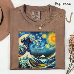 Comfort Tee Starry Night Wave Shirt Soft Cotton Graphic