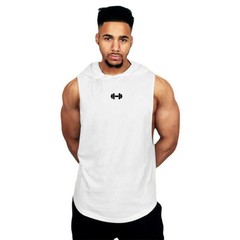 Men Sleeveless Hooded Tank Top Cotton Breathable Gym Fitness Bodybuilding