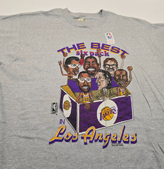VTG Los Angeles Lakers Best Six Pack Kareem Magic Worthy T-Shirt Men Large 80s