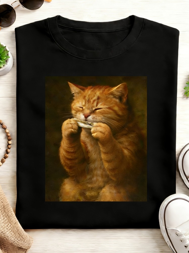 Short-sleeve T-shirt Round Neck Casual Style Regular Tee Tops Printed Shirt ↗